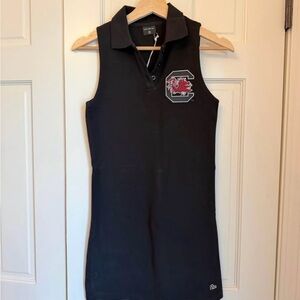 Women's Black Sleeveless Polo Style Dress